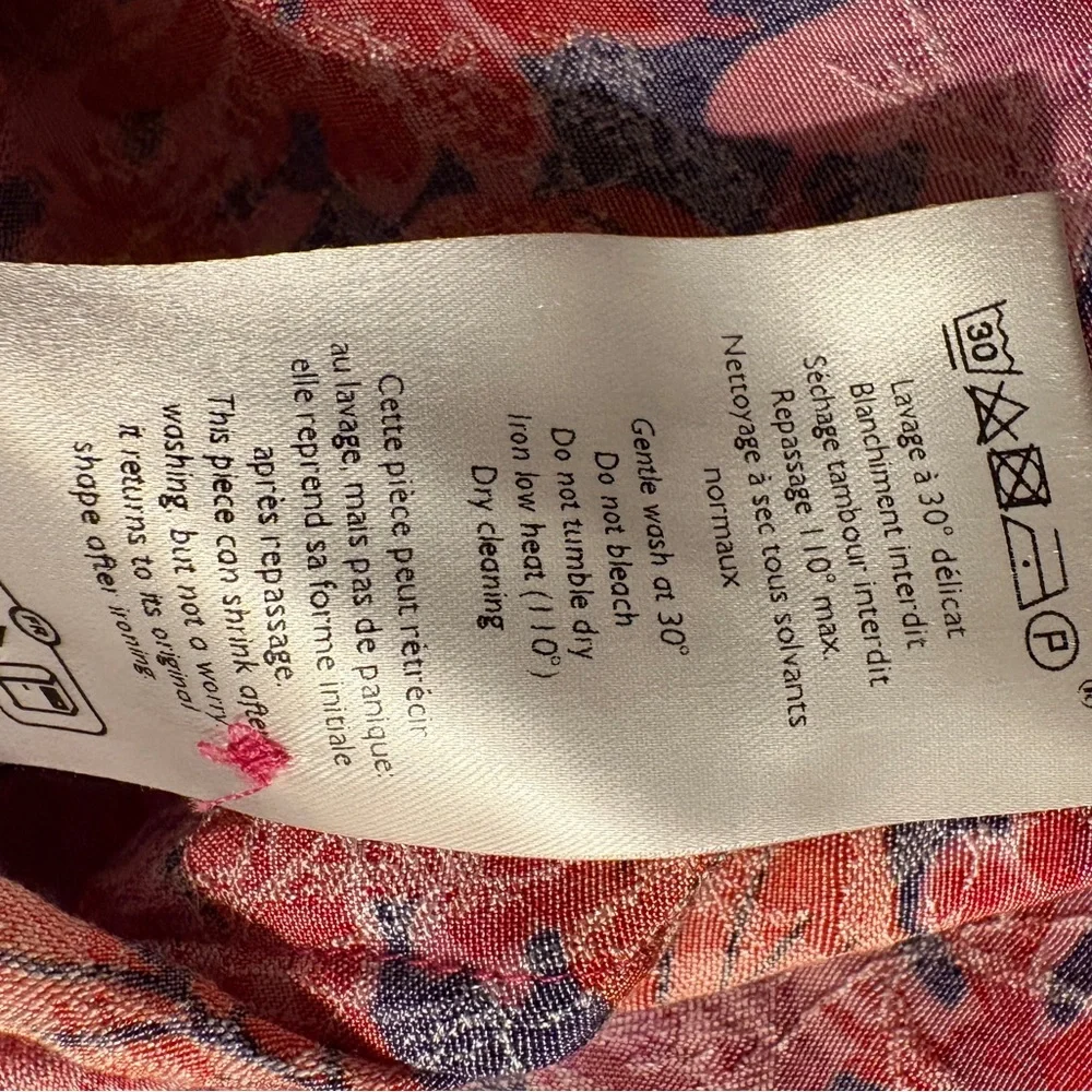NWT FR 34, US 2 Sezane Ann shirt. Fuchsia Floral. (Marching pant available!) - Picture 4 of 8